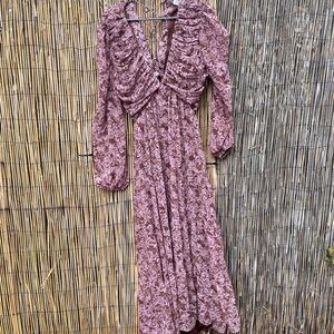 Astr Mauve Floral Long Sleeve Dress